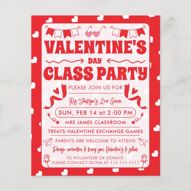 Hearts Happy Valentine’s Day Modern Love Pattern Flyer (Vorne)