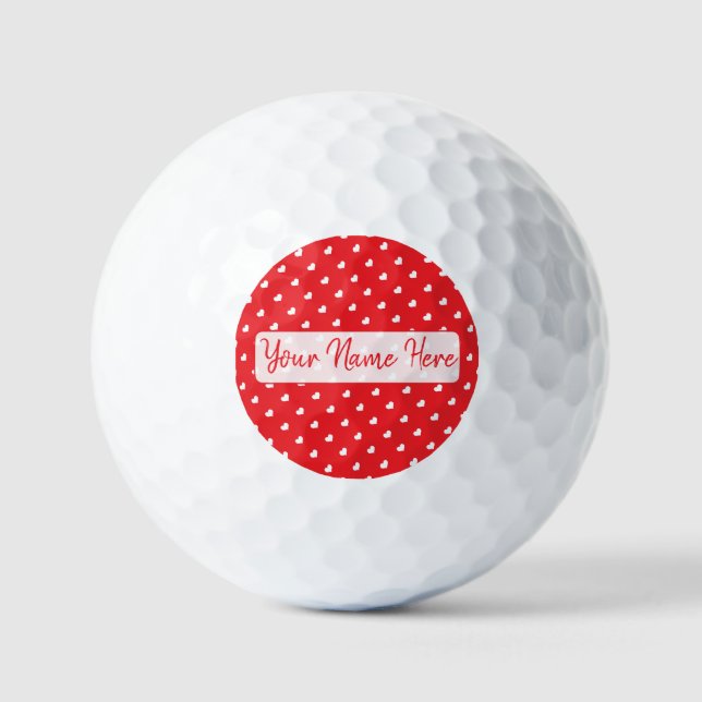 Hearts Happy Valentine’s Day Modern Love Pattern Golfball (Vorderseite)