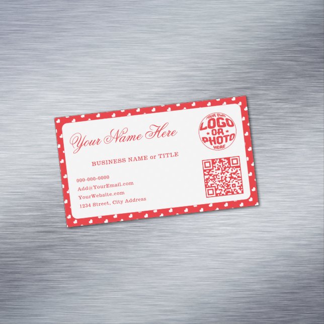 Hearts Happy Valentine’s Day Modern Love Pattern Magnetische Visitenkarte (Beispiel)