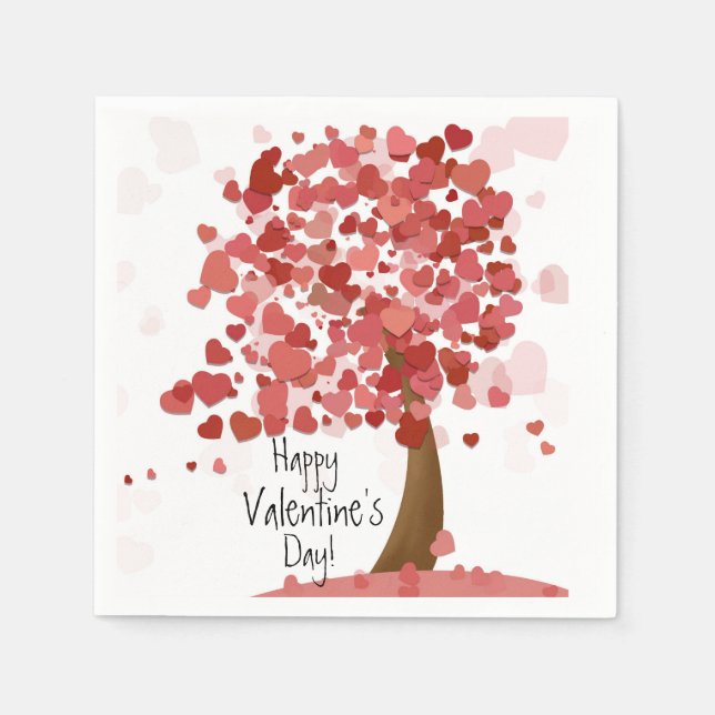 Hearts Happy Valentine's Day Party Napkins Serviette (Vorderseite)