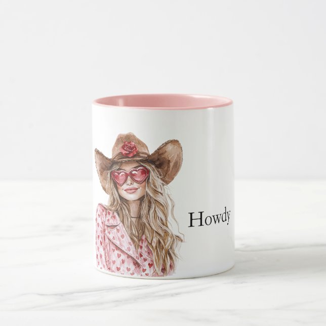 Hearts Howdy Blond Cowgirl Tasse (Zentrum)