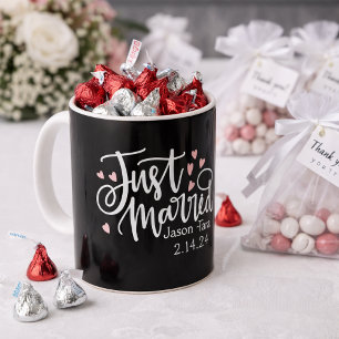 HEARTS just Married Script Names Wedding Date Kaffeetasse