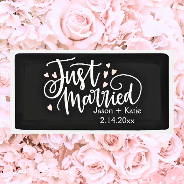 HEARTS just Married Script Names Wedding Day Banner (Von Creator hochgeladen)