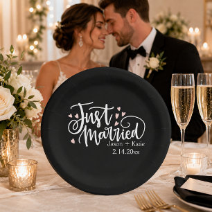 HEARTS just Married Script Names Wedding Day Pappteller
