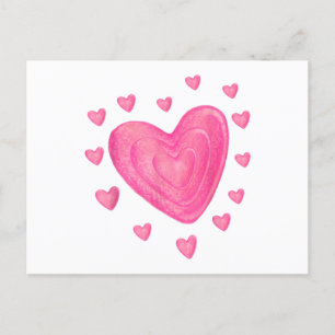 Hearts Kids School Valentines Day Girls Boys Postkarte