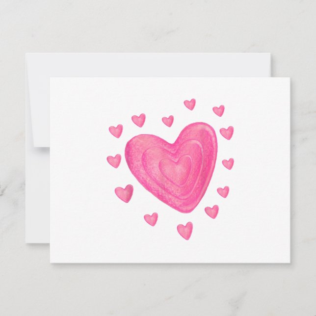 Hearts Kids School Valentines Day Girls Boys RSVP Karte (Vorderseite)