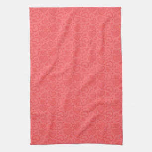 Hearts Kitchen Towel Red Geschirrtuch