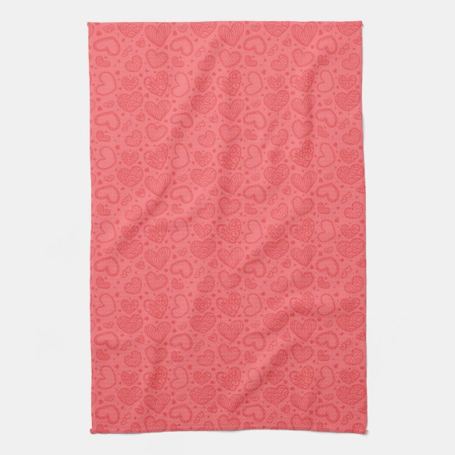 Hearts Kitchen Towel Red Geschirrtuch (Vertikal)