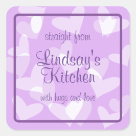 Hearts Lavender Backwaren Quadratischer Aufkleber