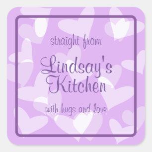 Hearts Lavender Backwaren Quadratischer Aufkleber