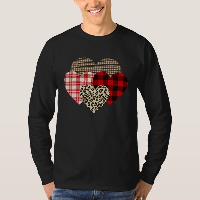 Hearts Leopard Plaid Buffalo Heart Love Valentine' T-Shirt (Vorderseite)