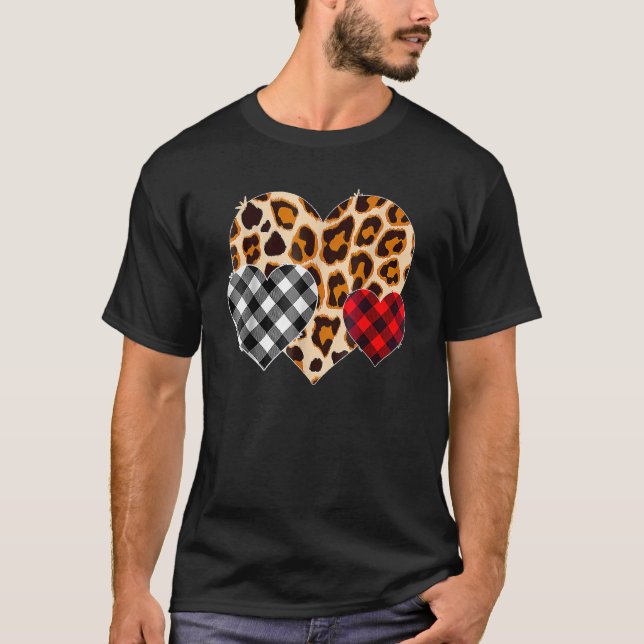 Hearts Leopard Plaid  Valentines Day Love  Girls T-Shirt (Vorderseite)