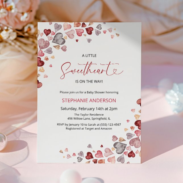 Hearts Little Sweetheart Girl Baby Shower Einladung (Von Creator hochgeladen)