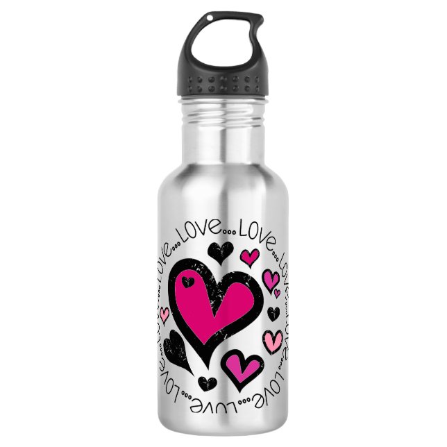 Hearts Love Edelstahlflasche (Vorderseite)