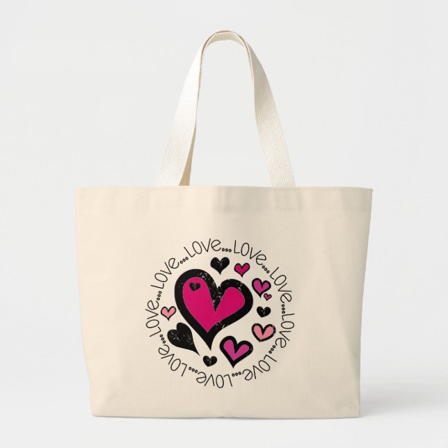 Hearts Love Jumbo Stoffbeutel (Vorne)
