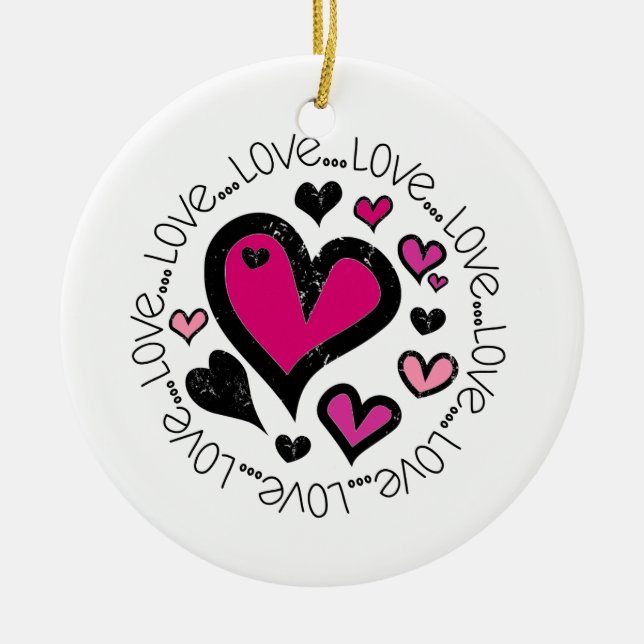 Hearts Love Keramikornament (Vorne)