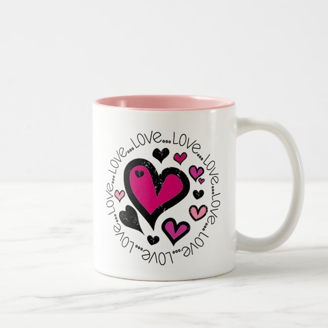 Hearts Love Zweifarbige Tasse (Rechts)