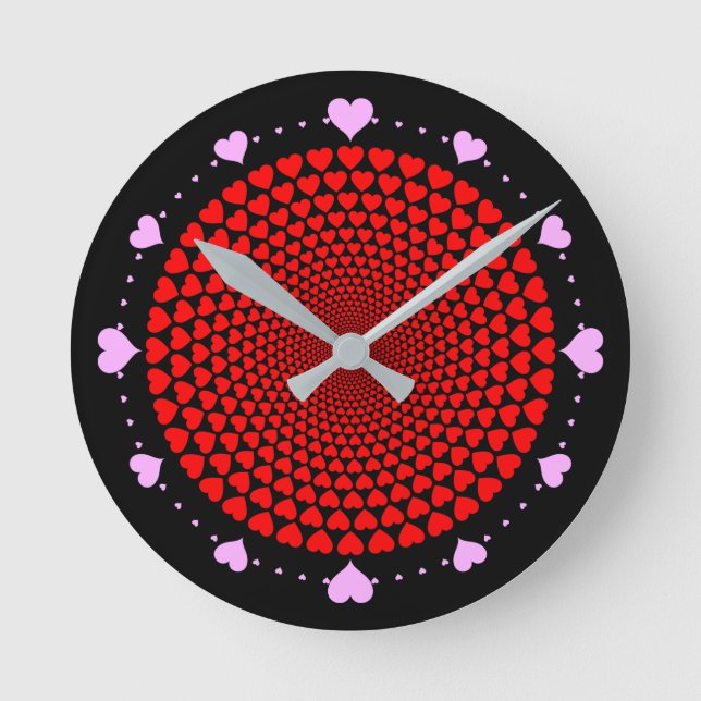 Hearts Mandala Design-25870 Runde Wanduhr (Vorderseite)