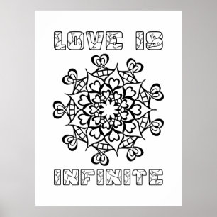 Hearts Mandala - Liebe ist unendlich - Große Färbu Poster
