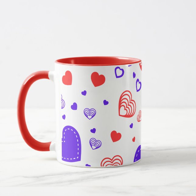 Hearts Modern Art Design Tasse (Links)