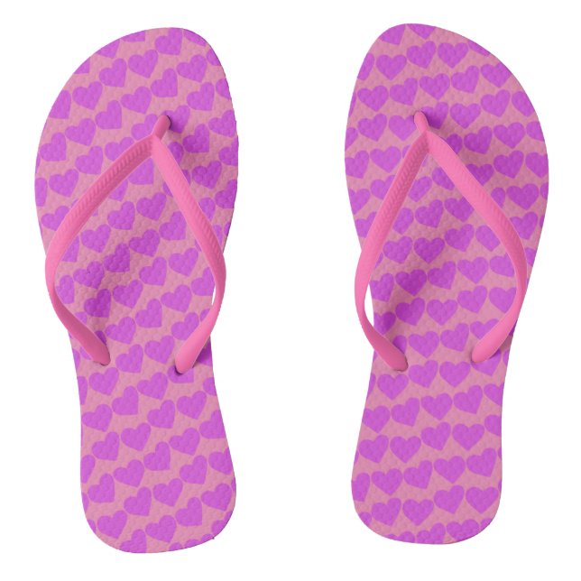 HEARTS Modern Groovy Liebe Freundschaft Valentines Flip Flops (Fußbett)