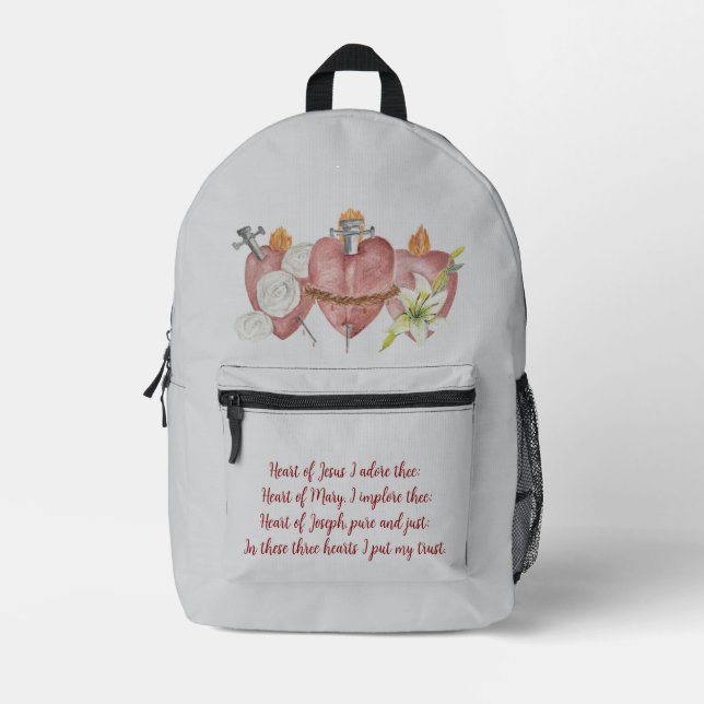 Hearts of the Holy Family Bedruckter Rucksack (Vorderseite)