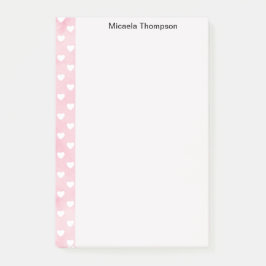 Hearts on Pink Design Change Name Post-it Klebezettel