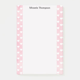 Hearts on Pink Design Change Name Post-it Klebezettel