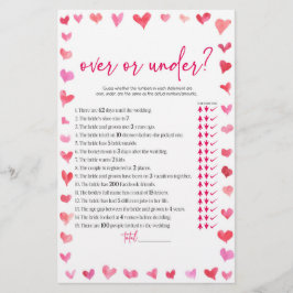 Hearts Over or Under Bridal Shower Game Briefpapier