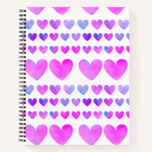 Hearts Pastel Pink Wasserfarbe Notizbuch