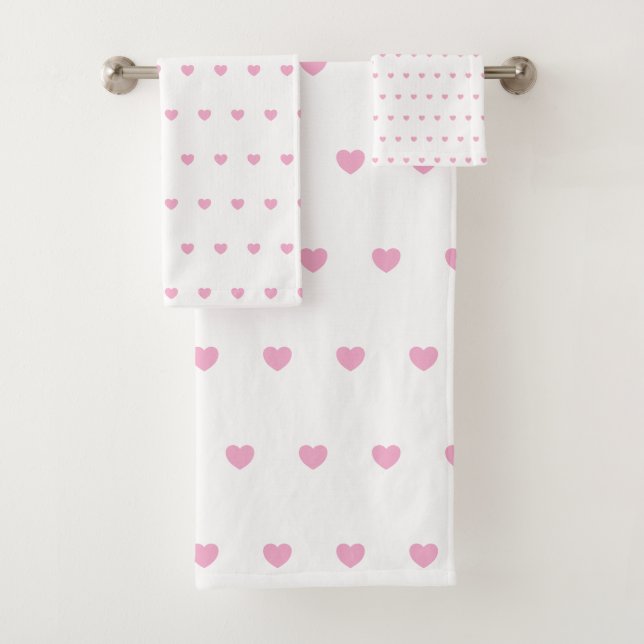 Hearts Pattern Badhandtuch Set (Insitu)