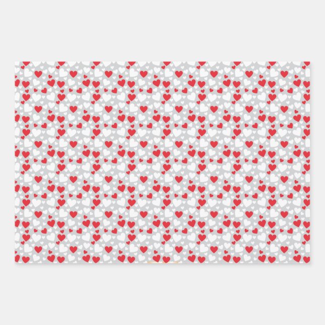 Hearts Pattern custom backgrounds Wrapping Paper Geschenkpapier Set (Vorderseite)