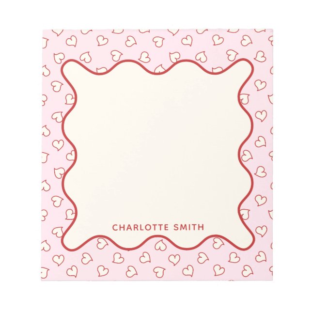 Hearts Pattern Custom Valentine Gift Notepad Notizblock (Vorderseite)