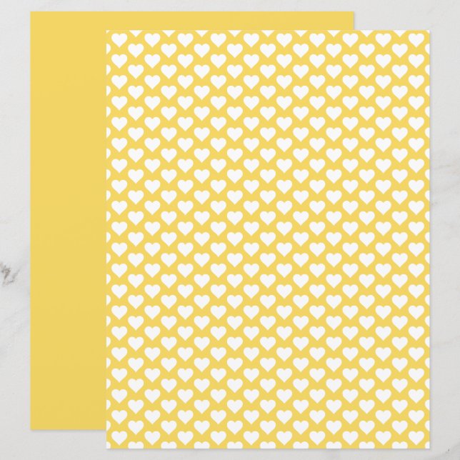 Hearts Pattern Royal Yellow Shade Scrapbook Paper (Vorne/Hinten)