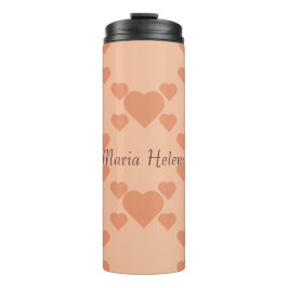 Hearts Peach Fuzz Individuelle Name oder Text Thermosbecher