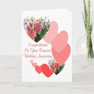 Hearts Personalisiert 60. Hochzeitstag Karte
