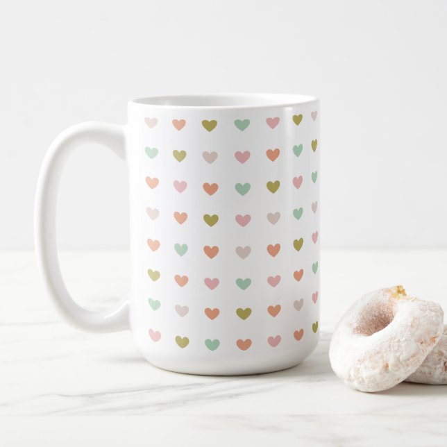 Hearts Polka Pattern, 15oz  Kaffeetasse (Mit Donut)