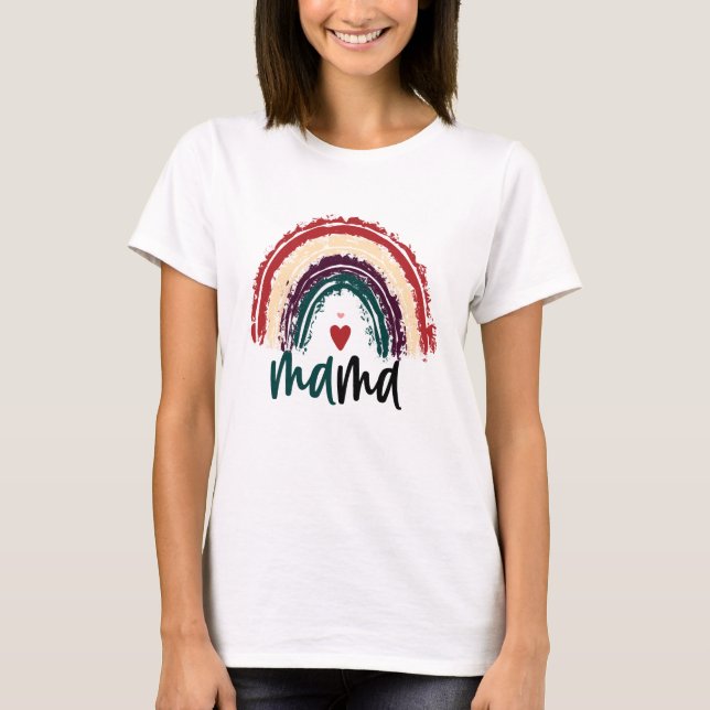 Hearts Rainbow, Elegant Mother's Day T-Shirt Gesch (Vorderseite)