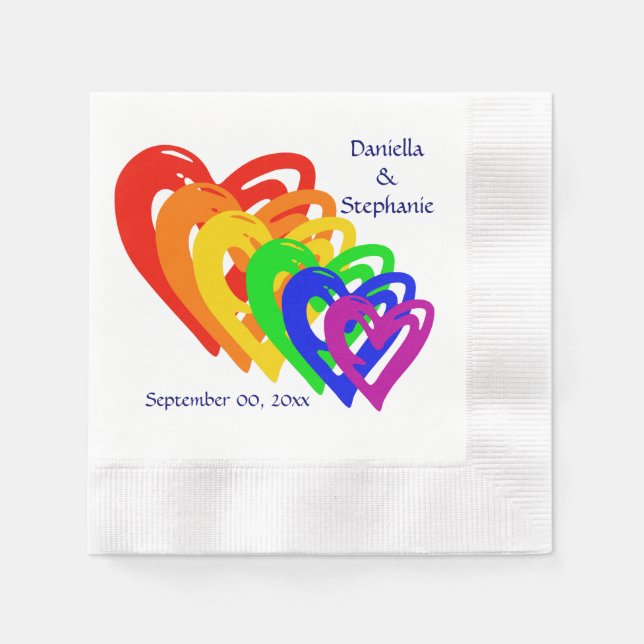 Hearts Rainbow Serviette (Vorderseite)