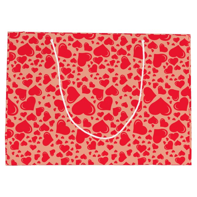 Hearts Red Big Little Valentine's Day Große Geschenktüte (Rückseite)