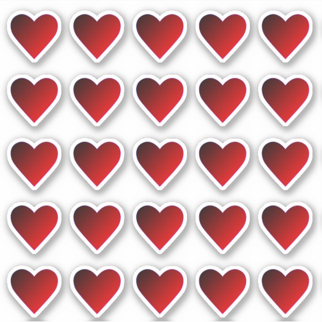 Hearts Red Burgundy Ombre Custom-Cut Vinyl Sticker (Vorderseite)