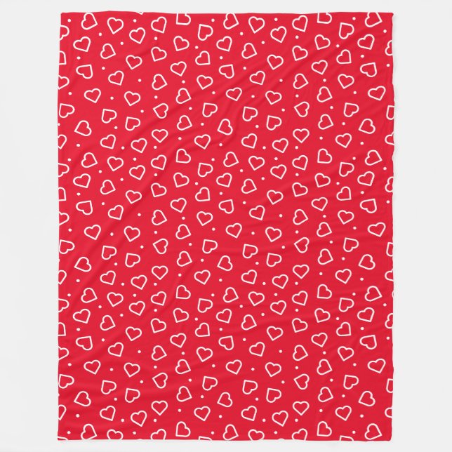 Hearts Red Fleece Blanket (Vorderseite)