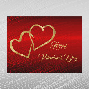 Hearts Red Gold Valentine Feiertagspostkarte