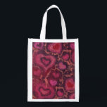 Hearts, romantic love pink red valentines day gift wiederverwendbare einkaufstasche<br><div class="desc">Grocery Bag with plenty of pink and red hearts. Lovely gift for your beloved,  fits perfectly for Valentine’s day or just as a sign of love. Fiber art,  felt painting and some digital manipulations,  2016
© Clipso-Callipso / Julia Khoroshikh

#heartprint #valentinesday #valentinesgift #totebag</div>