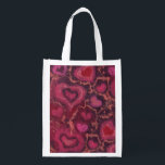 Hearts, romantic love pink red valentines day gift wiederverwendbare einkaufstasche<br><div class="desc">Grocery Bag with plenty of pink and red hearts. Lovely gift for your beloved,  fits perfectly for Valentine’s day or just as a sign of love. Fiber art,  felt painting and some digital manipulations,  2016
© Clipso-Callipso / Julia Khoroshikh

#heartprint #valentinesday #valentinesgift #totebag</div>
