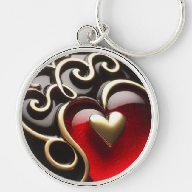 Hearts Rose Gold Metal Schlüsselanhänger (Vorne)