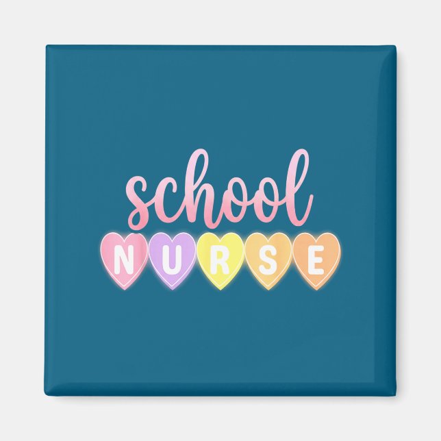 Hearts School Nurse Medical Istant Valentines Day  Magnet (Vorne)