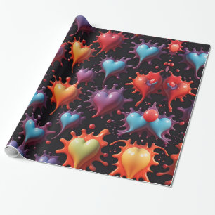 Hearts Splash Art Geschenkpapier