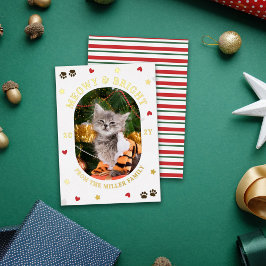 Hearts Stars Pfoten Meowy Bright Katze Weihnachten Folien Feiertagskarte