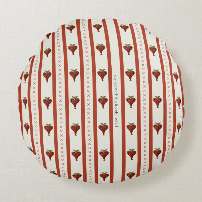 Hearts & Stripes, Rundes Kissen (Vorderseite)